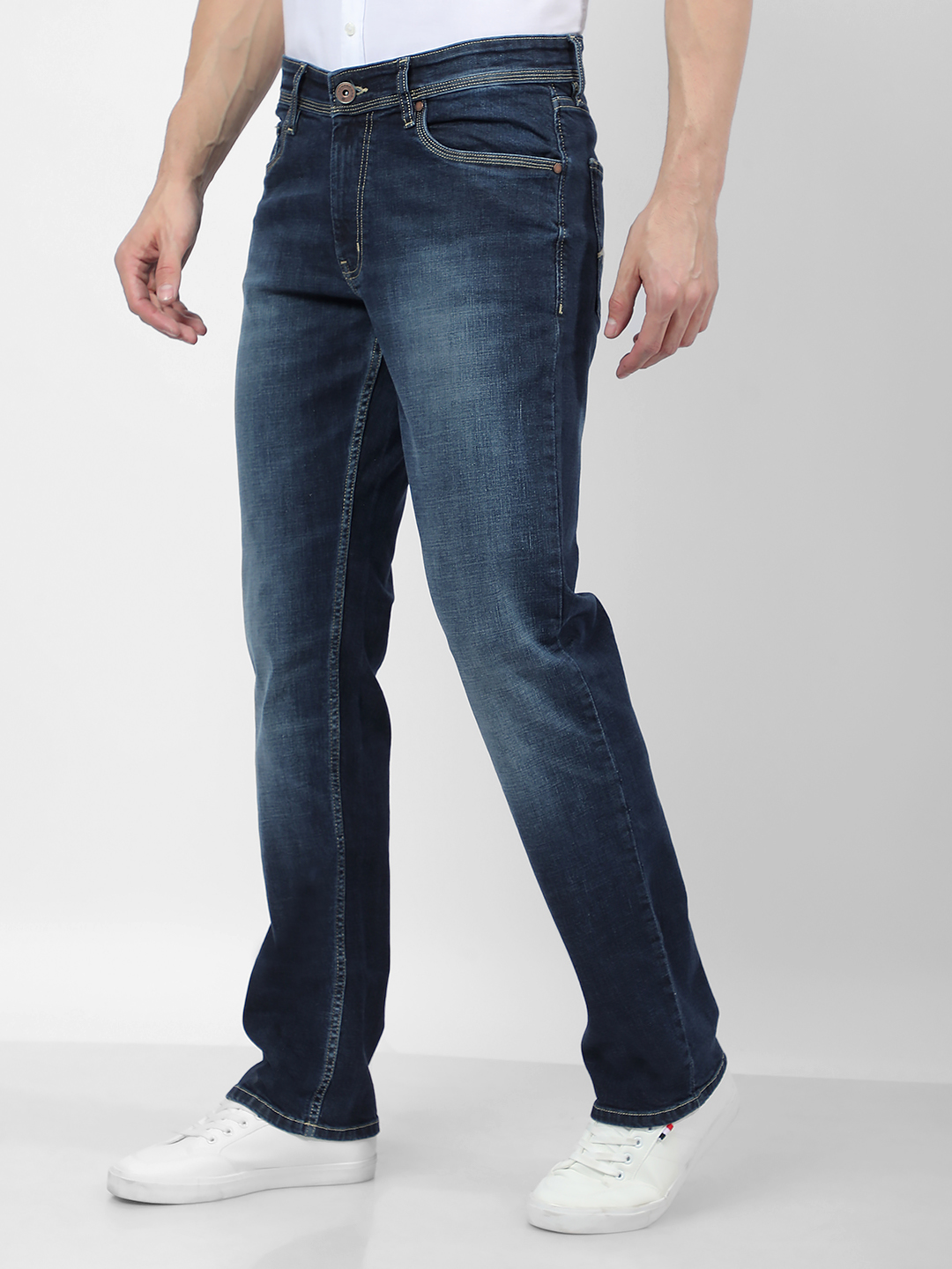 Numero Uno Men Faded Dark Blue Jeans